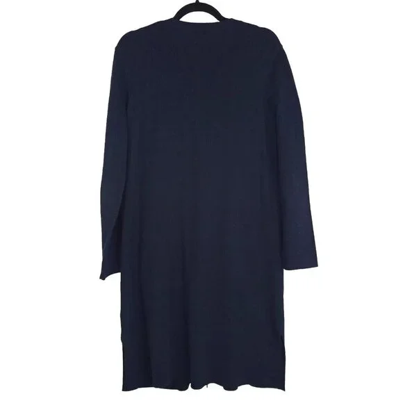 *SOLD* J Jill Womens Cardigan Sweater Size M 100% Cotton Blue Duster Long Sleeve - Picture 2 of 7